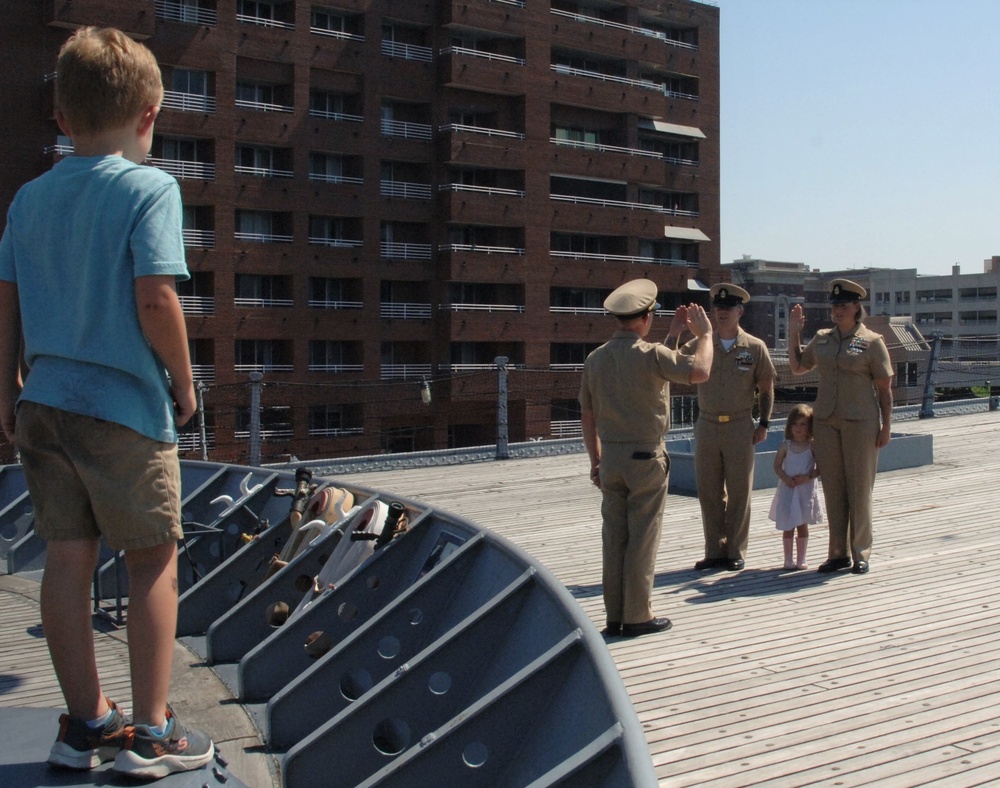 Husband and Wife re-enlist aboard the Battleship Wisconsin