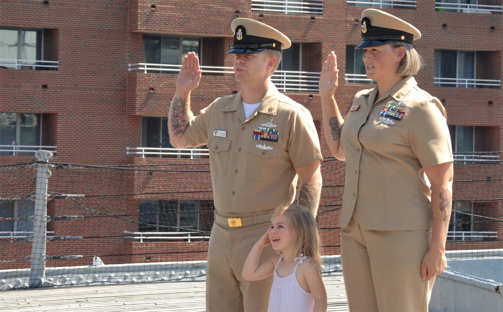 Husband and Wife re-enlist aboard the Battleship Wisconsin