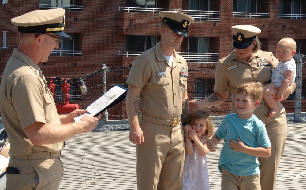 Husband and Wife re-enlist aboard the Battleship Wisconsin