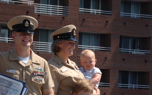 Husband and Wife re-enlist aboard the Battleship Wisconsin