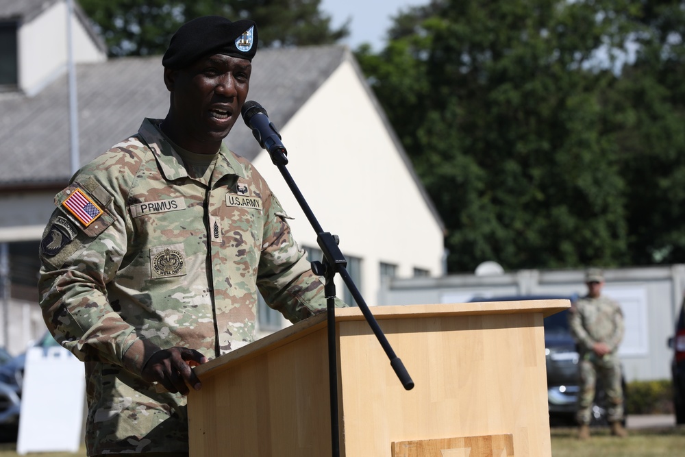 Command Sgt. Maj. Kofie Primus gives his remarks