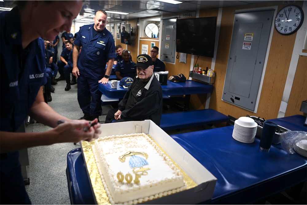 Coast Guard members celebrate 100-year-old WWII Coast Guard veteran legacy