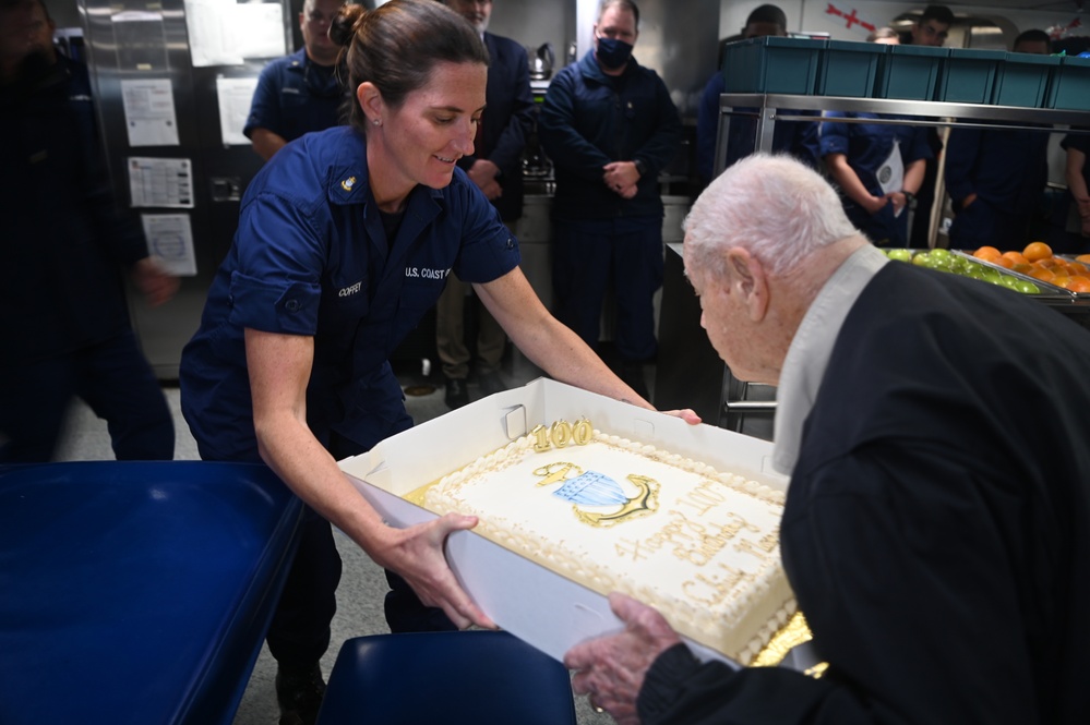 Coast Guard members celebrate 100-year-old WWII Coast Guard veteran legacy