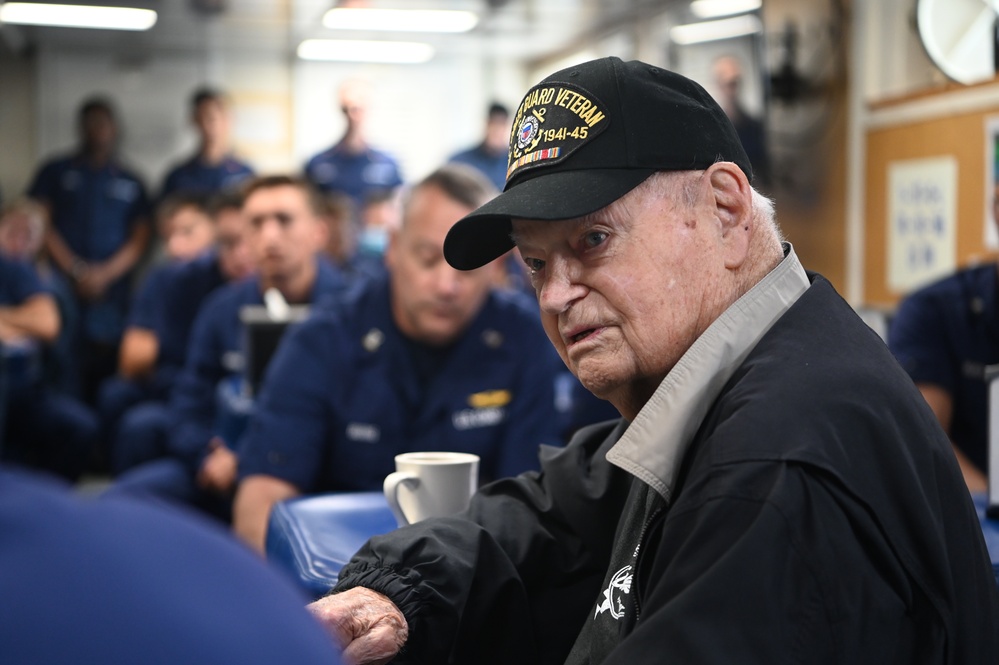 Coast Guard members celebrate 100-year-old WWII Coast Guard veteran legacy