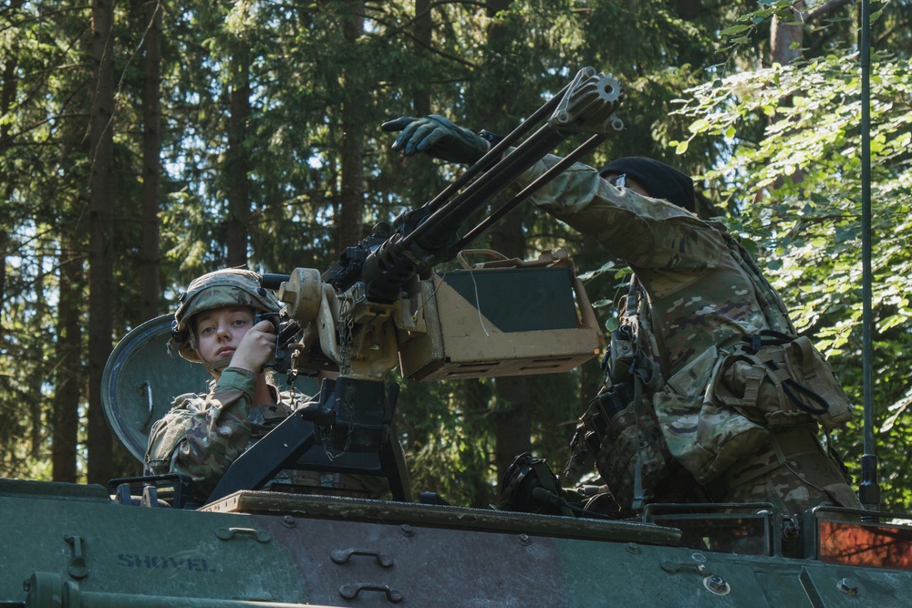 U.S. Soldiers assigned to 1ABCT, 3ID, HHC conduct security during Combined Resolve 17 in Hohenfels, Germany