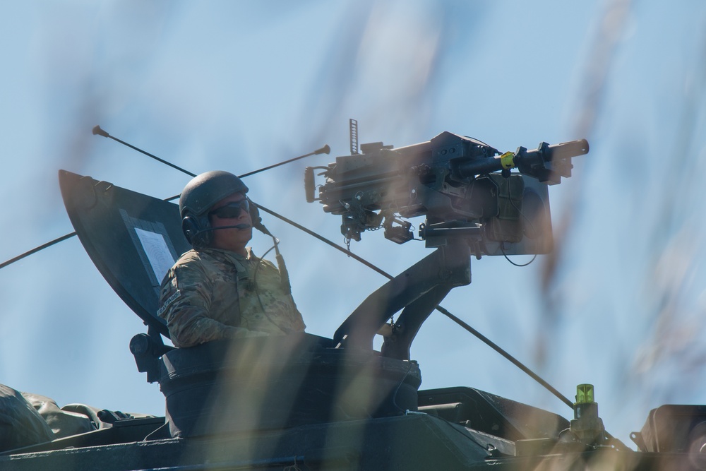 U.S. Soldiers assigned to 10BEB, 1ABCT, 3ID maneuver vehicles in Hohenfels, Germany for Combined Resolve