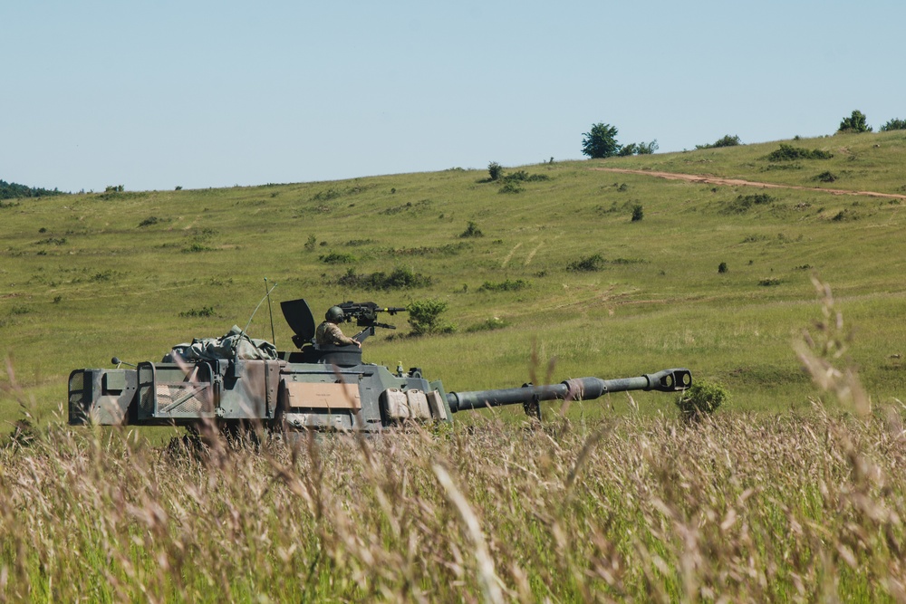 U.S. Soldiers assigned to 10BEB, 1ABCT, 3ID maneuver vehicles in Hohenfels, Germany for Combined Resolve