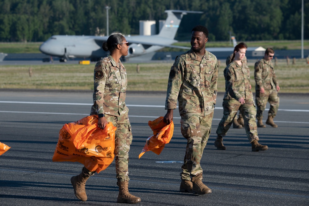 3rd Wing Airmen conduct FOD walk at JBER