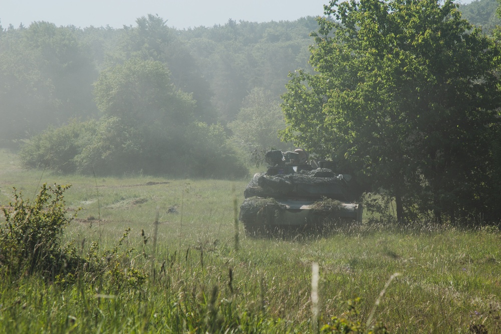 U.S. M1 Abrams tanks assigned to 3-69 AR, 1ABCT, 3ID conduct vehicle movements in Hohenfels, Germany during CbR 17