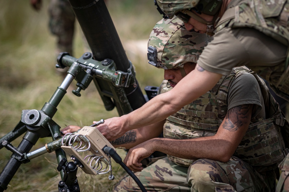 1-114th Infantry Regiment mortar platoon training