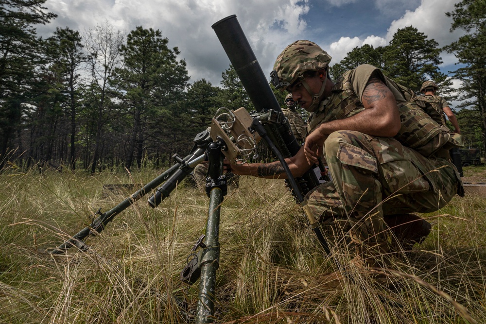 1-114th Infantry Regiment mortar platoon training