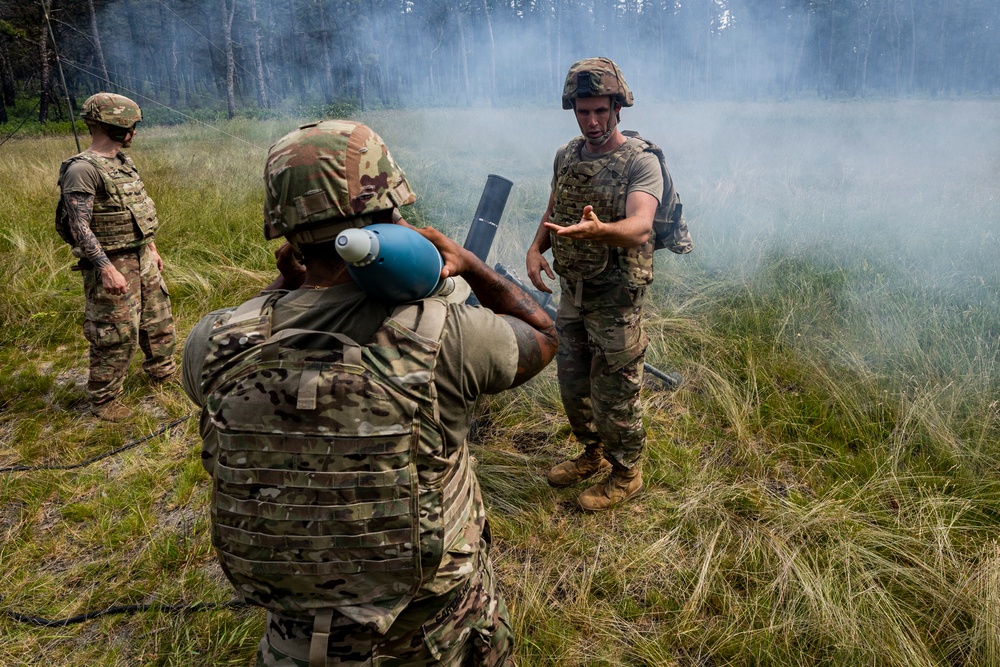 1-114th Infantry Regiment mortar platoon training