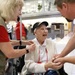 WWII Veteran shakes hand with Honor Flight Captain
