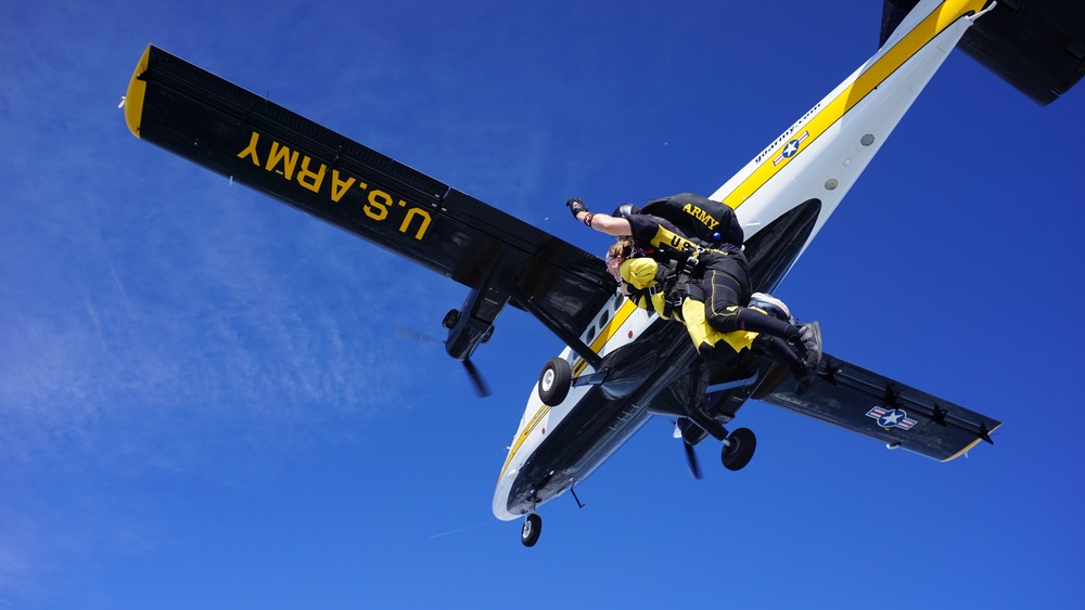 The U.S. Army Parachute Team celebrates community partners in tandem event