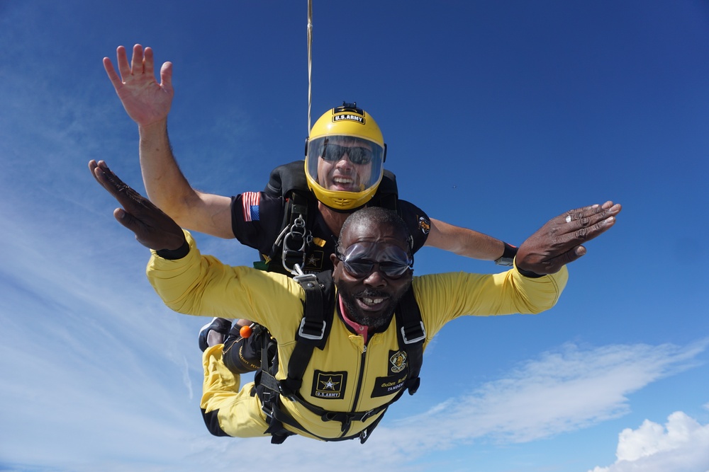 The U.S. Army Parachute Team celebrates community partners in tandem event