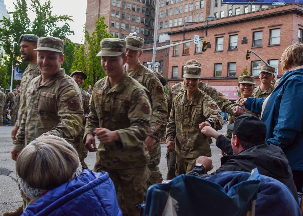 The Spokane Lilac Festival’s Armed Forces Torchlight Parade celebrates military community