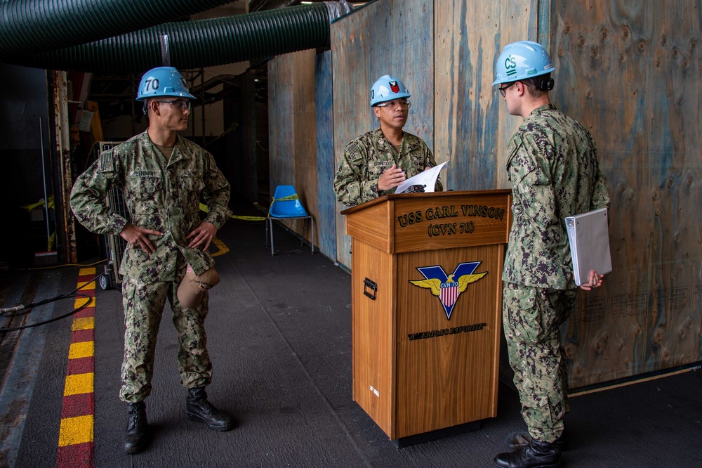 Sailors stand watch at the Enlisted brow