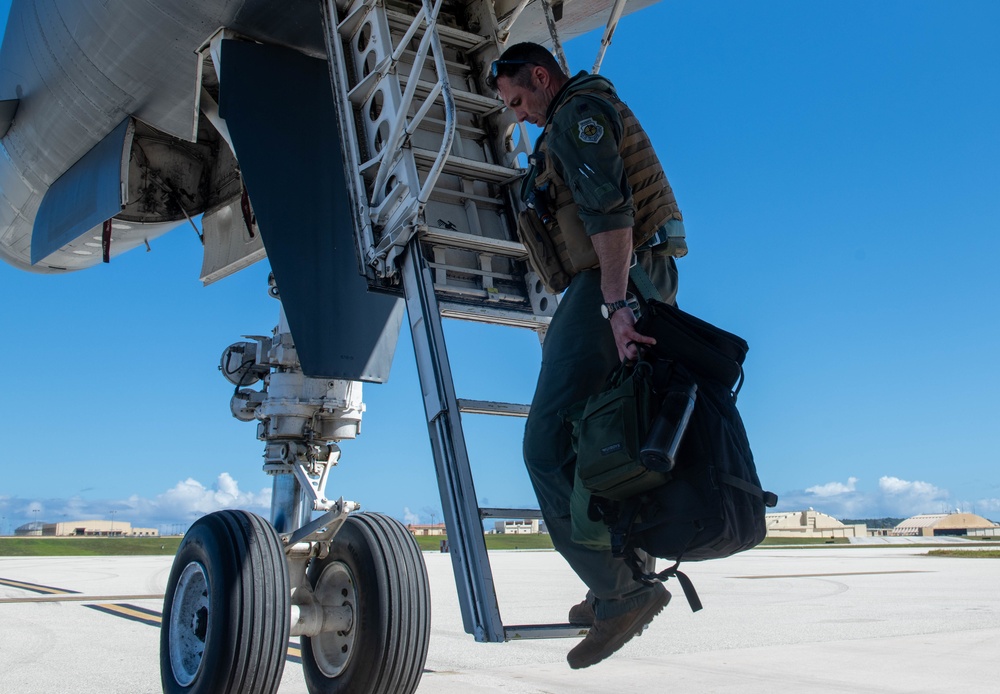 B-1B Lancers travel to Andersen Air Force Base for a Bomber Task Force mission