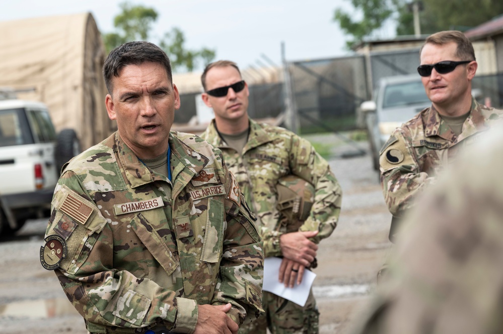 U.S. Air Force Col. Jason Chambers, 449th Air Expeditionary Group commander visits Camp Simba, Kenya