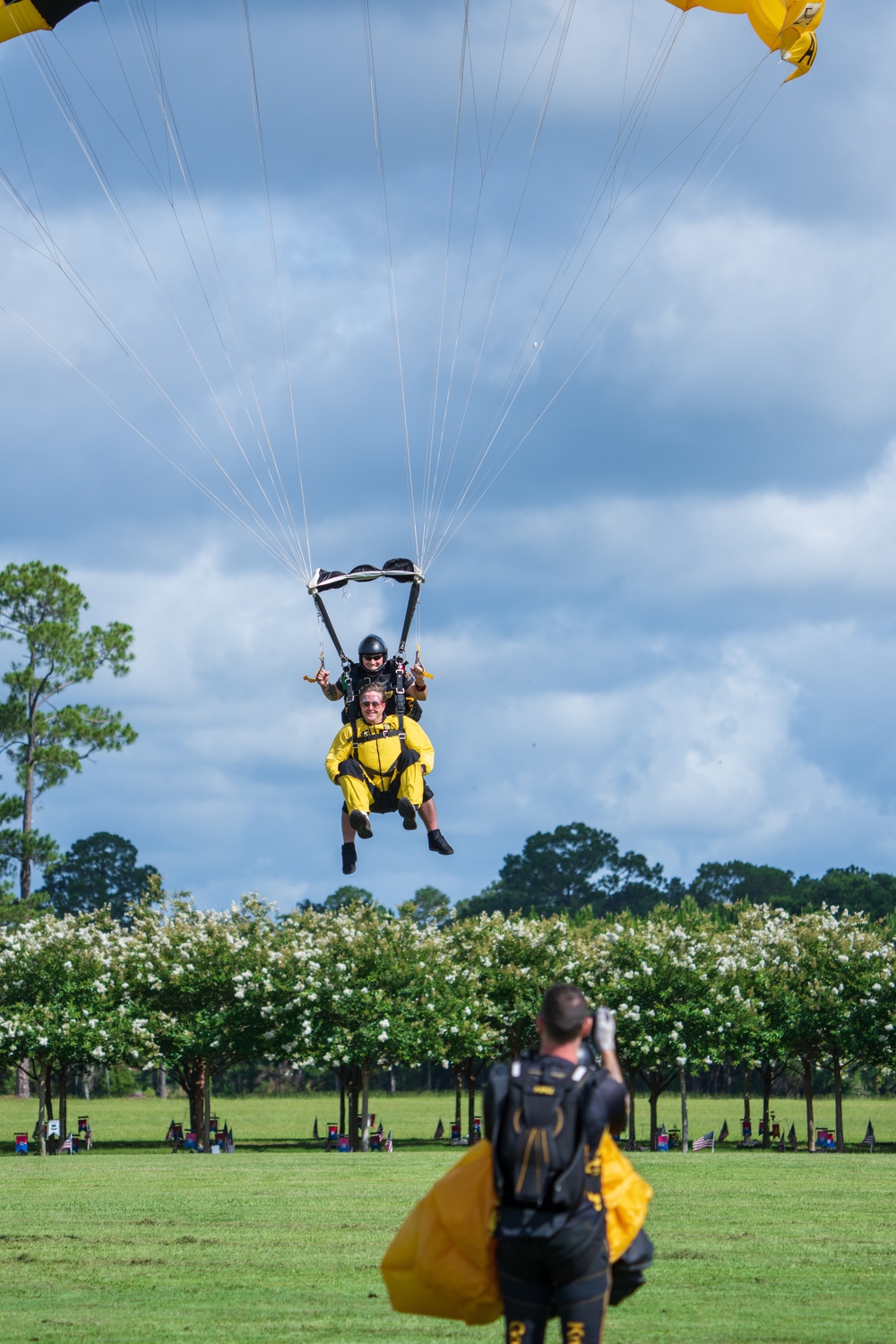 The U.S. Army Parachute Team celebrates community partners in tandem event