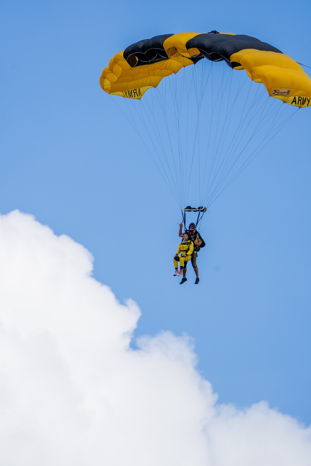 The U.S. Army Parachute Team celebrates community partners in tandem event