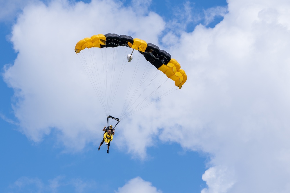 The U.S. Army Parachute Team celebrates community partners in tandem event