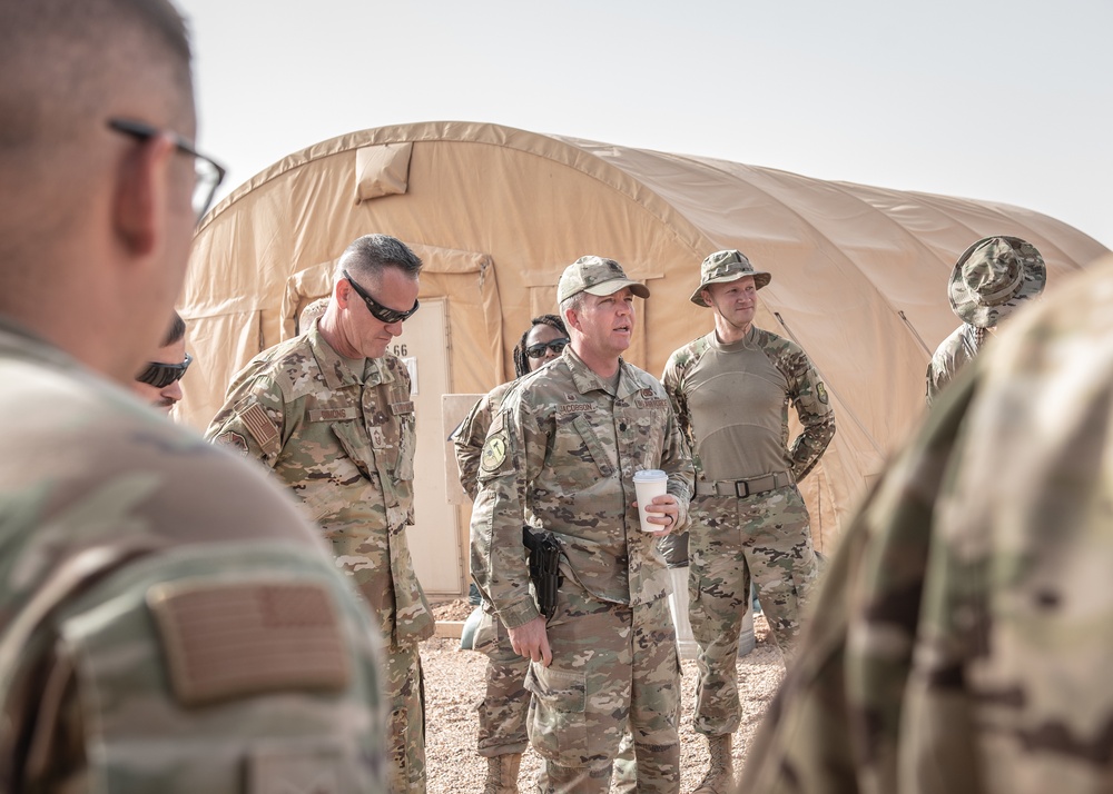 U.S. Air Force fire protection specialists conduct fire engine push ceremony at Nigerien Air Base 201, Niger
