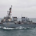 USS Decatur Approaches USS Nimitz For Fueling-At-Sea