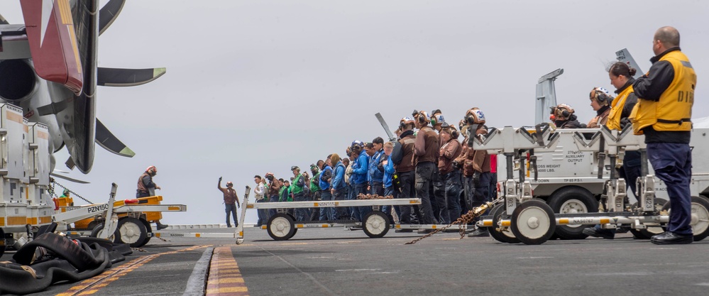 Sailors Line Up For A FOD Walkdown