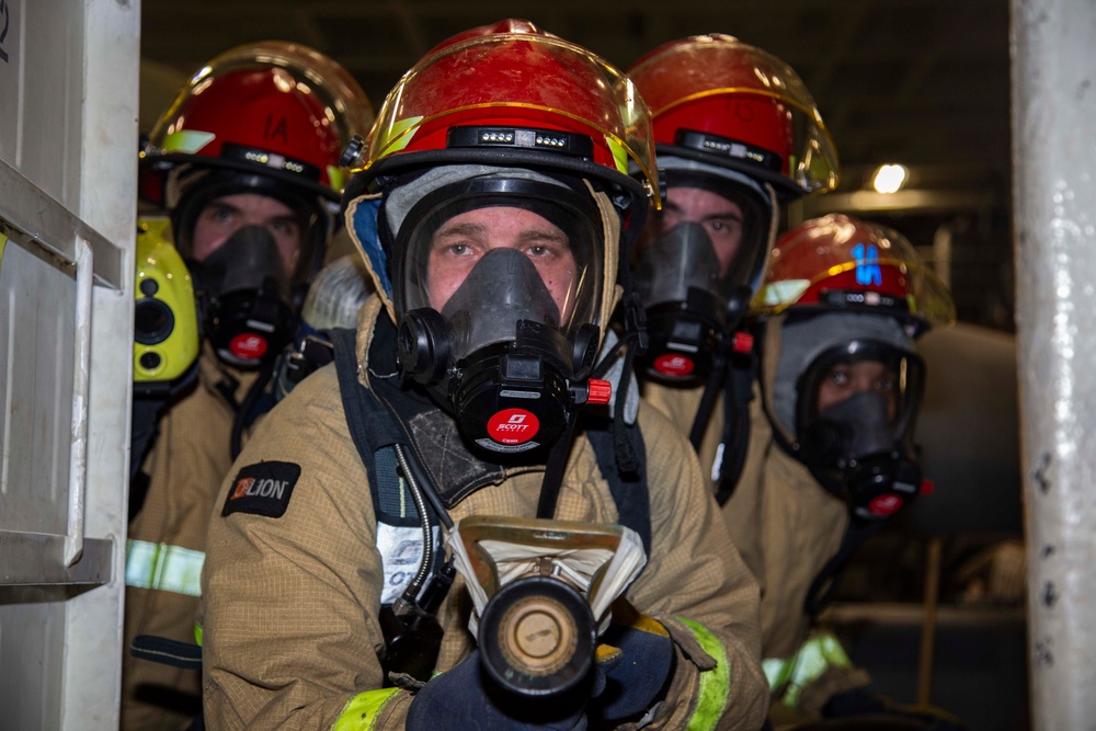 Abraham Lincoln conducts a general quarters drill