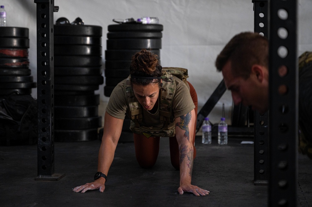 Deployed forces participate in the Murph Challenge