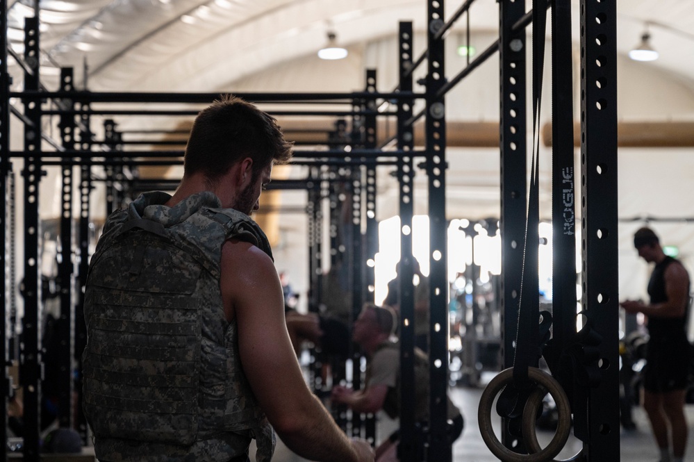 Deployed forces participate in the Murph Challenge