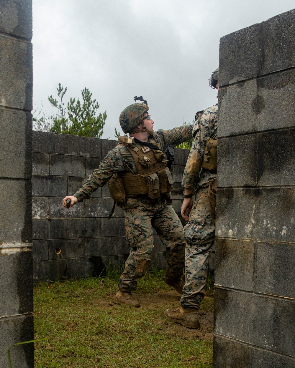 9th Engineer Support Battalion practice grenade throwing