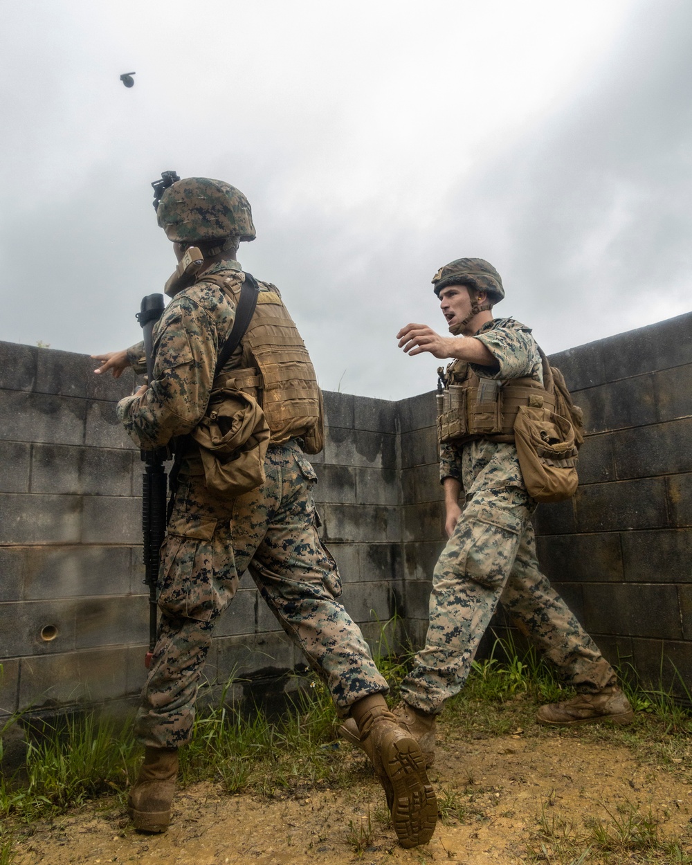 9th Engineer Support Battalion practice grenade throwing