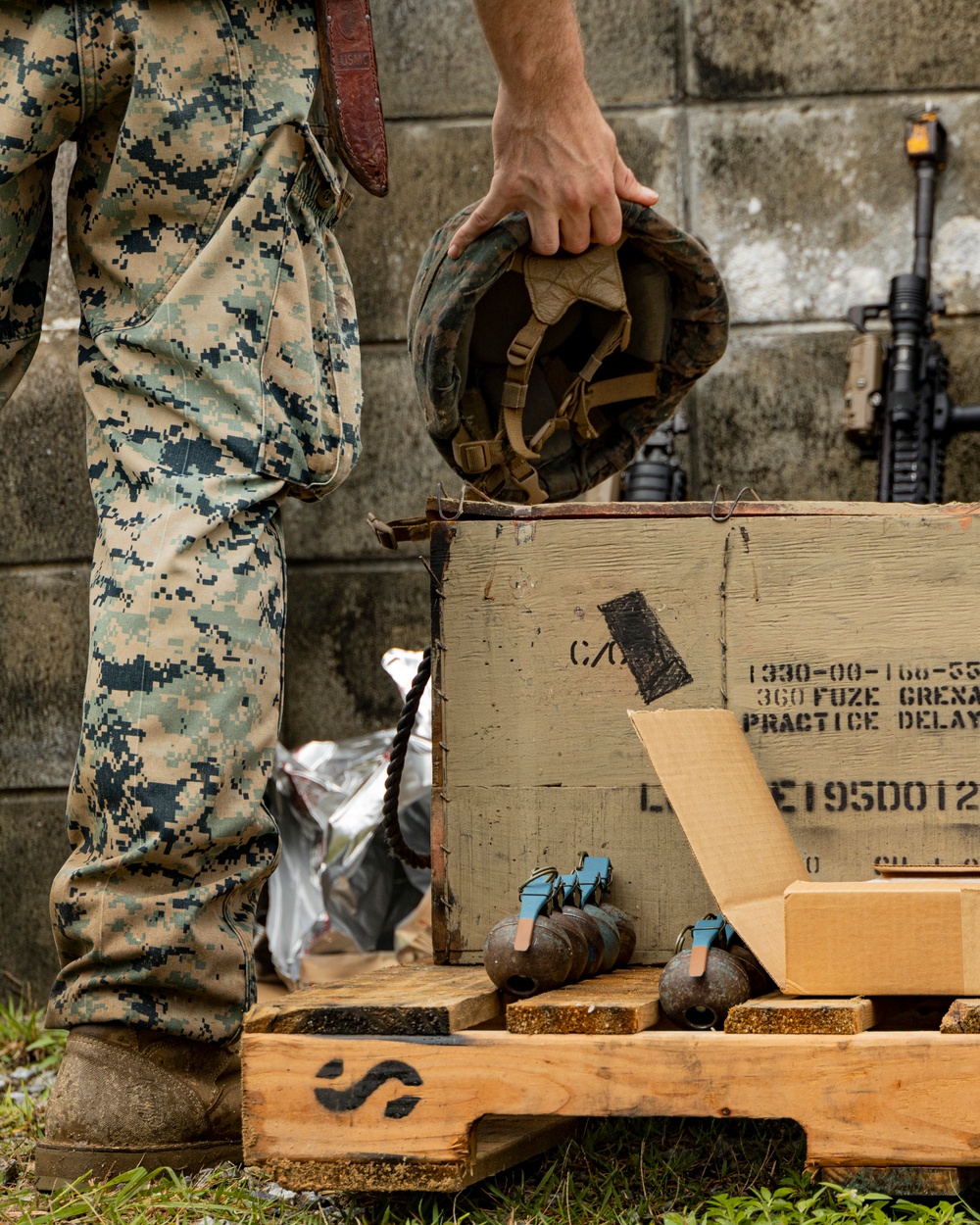 9th Engineer Support Battalion practice grenade throwing