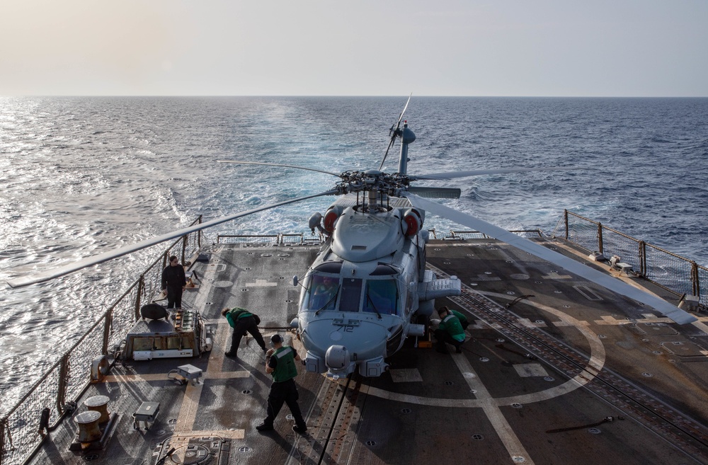 Bainbridge is on a scheduled deployment in the U.S. Naval Forces Europe area of operations, employed by U.S. Sixth Fleet to defend U.S., Allied and Partner interests.