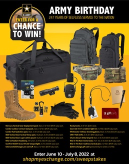 Exchange Shoppers Can Win $10,000 in Tactical Gear Prizes in Army Birthday Sweepstakes