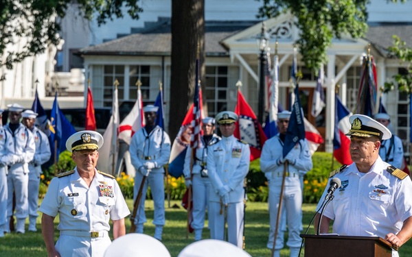 CNO Gilday, Commander in Chief of the Israeli Navy Vice Adm. David Saar Salama attend full-honors welcoming ceremony