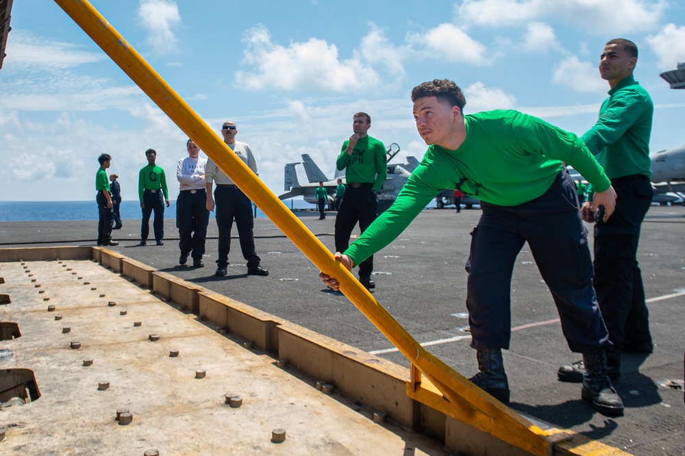 The Harry S. Truman Carrier Strike Group is on a scheduled deployment in the U.S. Naval Forces Europe area of operations, employed by U.S. Sixth Fleet to defend U.S., Allied and Partner interests.