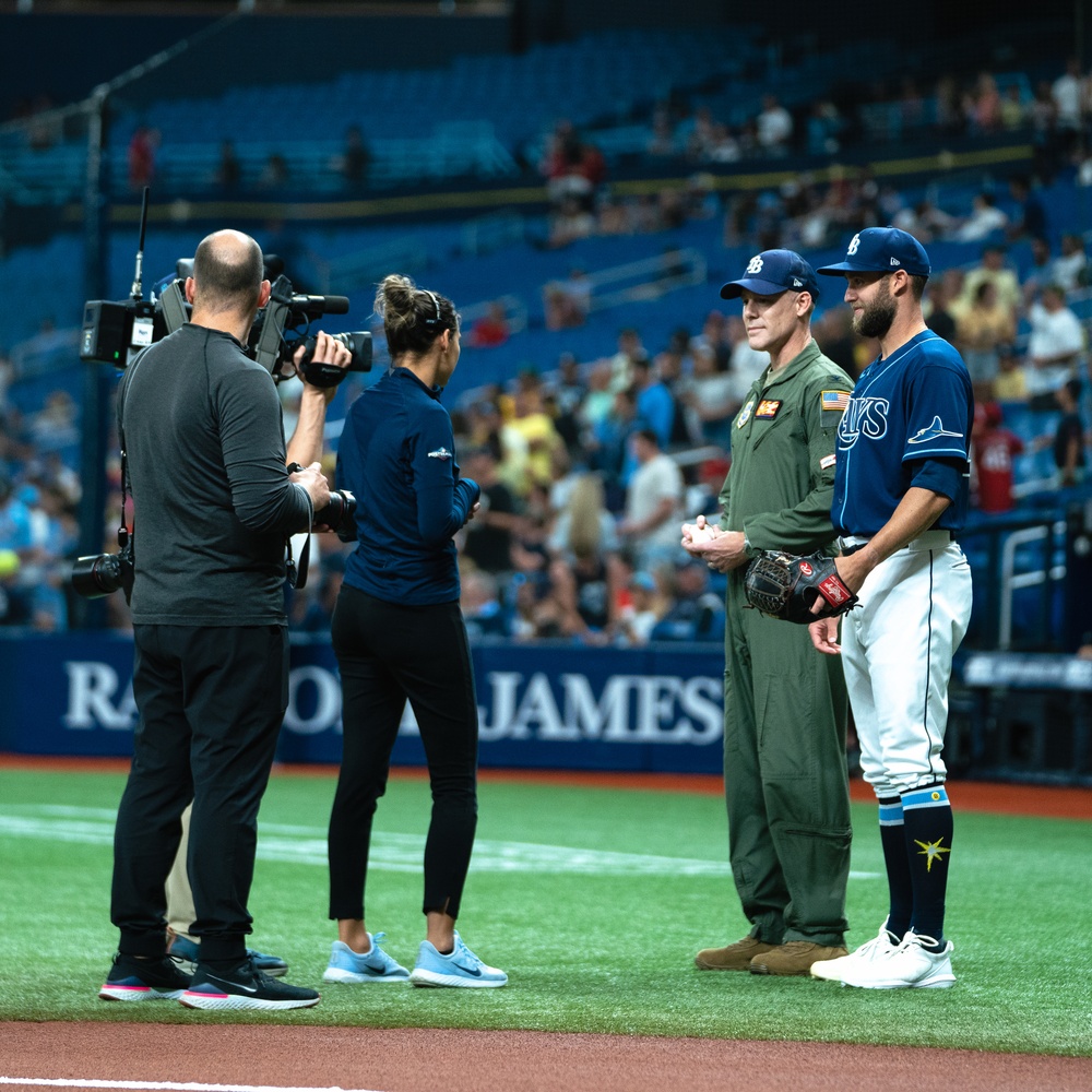 6th ARW commander throws first pitch at Rays game