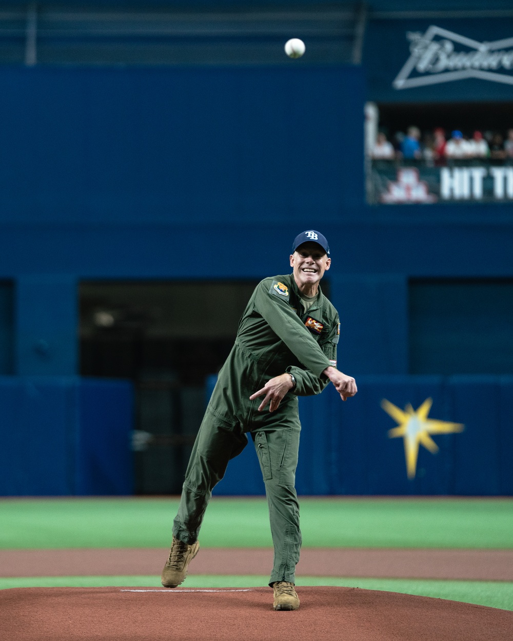 6th ARW commander throws first pitch at Rays game