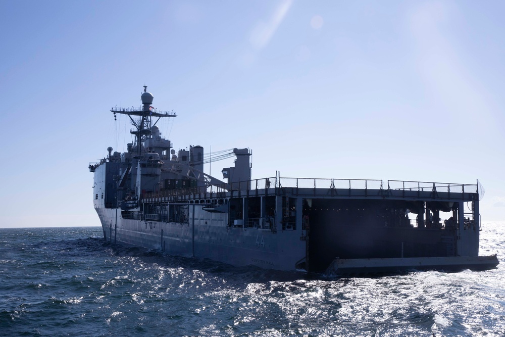 Landing Craft Utility boat offloads Marines onto the shore of Gotland Island