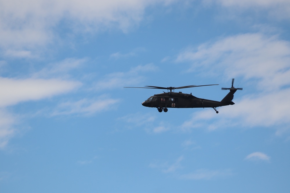 Wisconsin National Guard's 1st Battalion, 147th Aviation Regiment crews hold live-hoist training at Fort McCoy