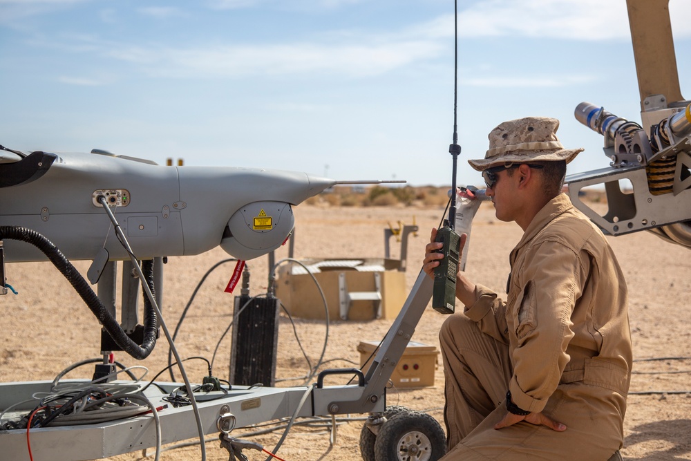 U.S. Marines provide aerial reconnaissance during Service Level Training Exercise 3-22