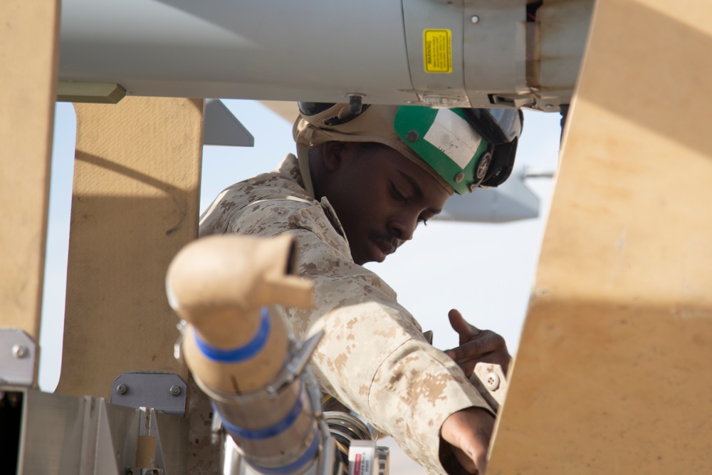 U.S. Marines provide aerial reconnaissance during Service Level Training Exercise 3-22