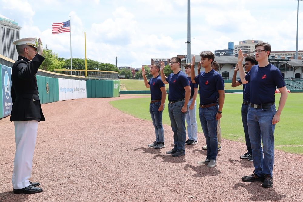 Future Marines Swear-in at Montgomery Riverwalk Stadium