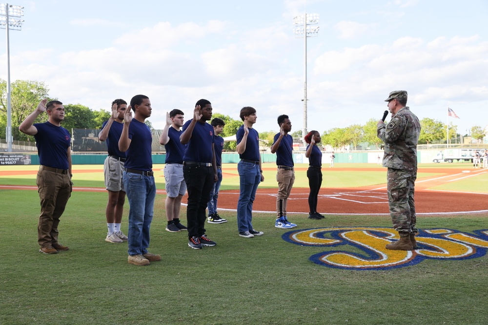 Marines Swear-in at Montgomery Biscuits Game