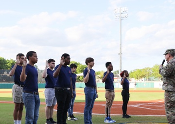 Marines Swear-in at Montgomery Biscuits Game