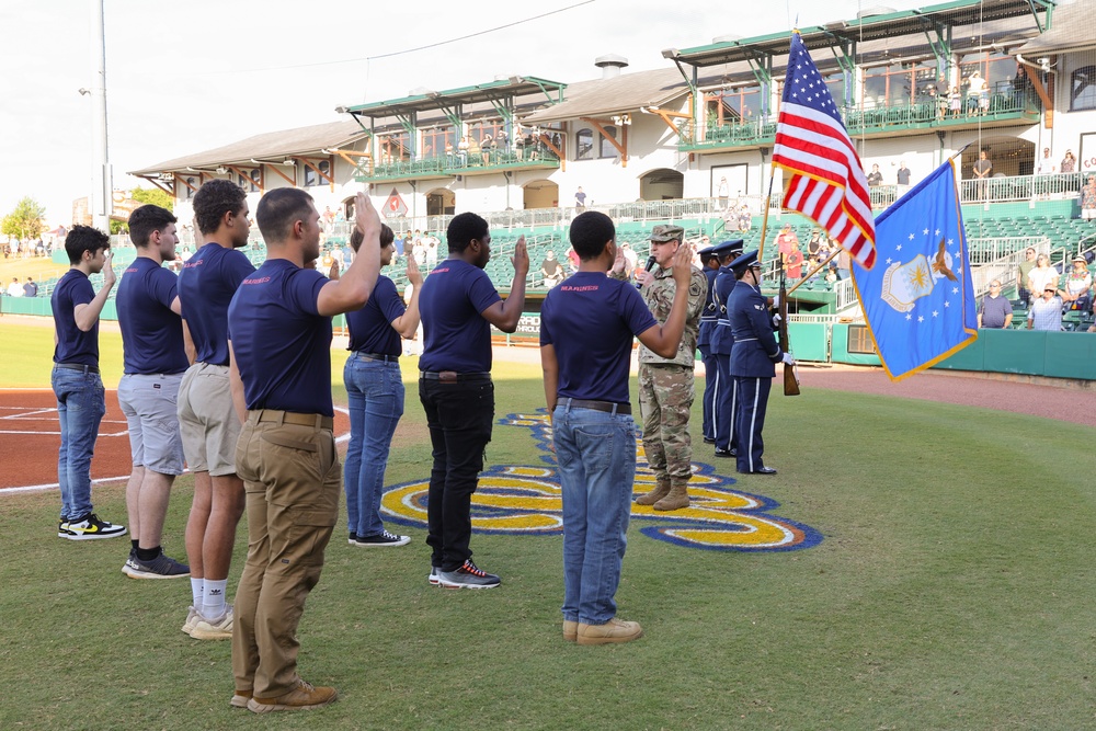 Marines Swear-in at Montgomery Biscuits Game