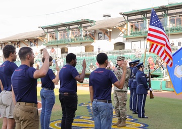 Marines Swear-in at Montgomery Biscuits Game